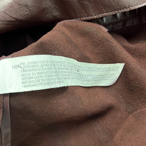 Zara Woman 100% Sheepskin Leather Dress (Deep Burgundy/Merlot) - Picture 6 of 12